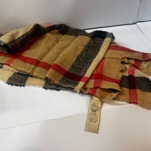 Burberry Camel, Red & Black Check Wool-Cashmere Scarf